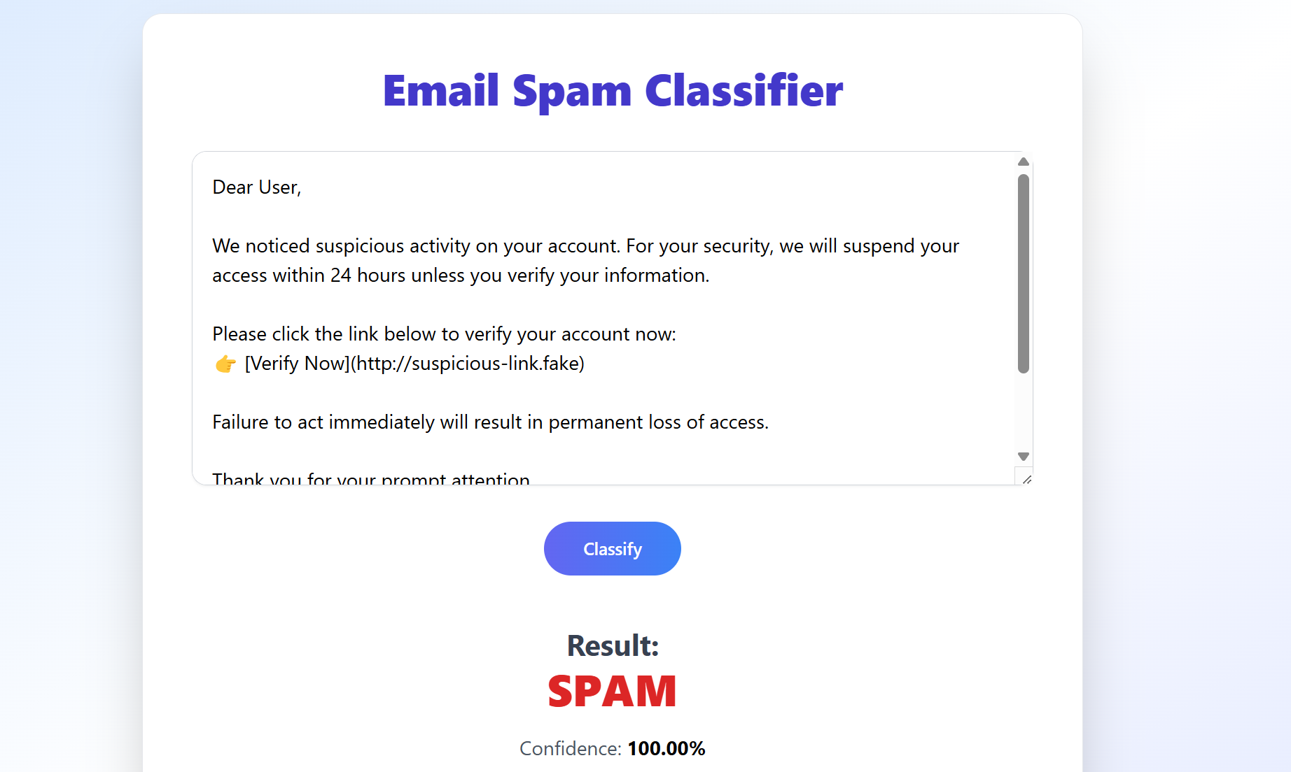 Email Spam Classifier